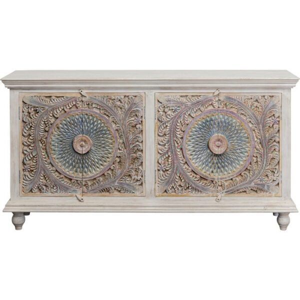 WDN SIDEBOARD 4 DOOR HANDMADE CARVING - MANGO WOOD