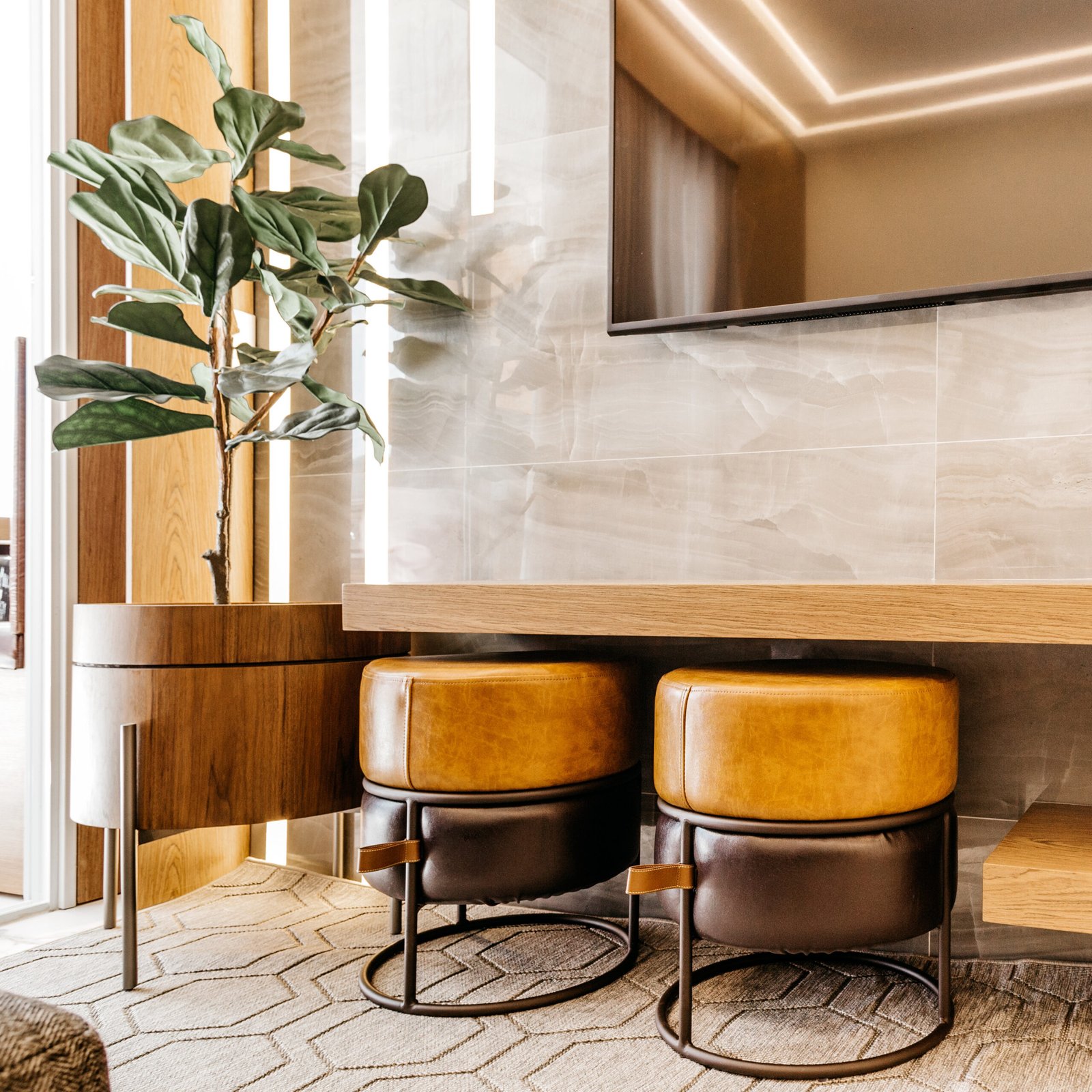 A living room with modern and beautiful decoration